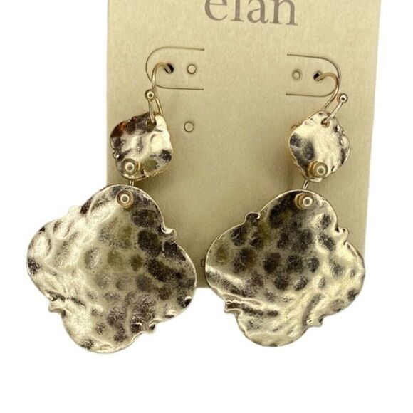 Boho Ethnic Dangle Earrings Antiqued Goldtone 2 Inch L - Picture 2 of 7